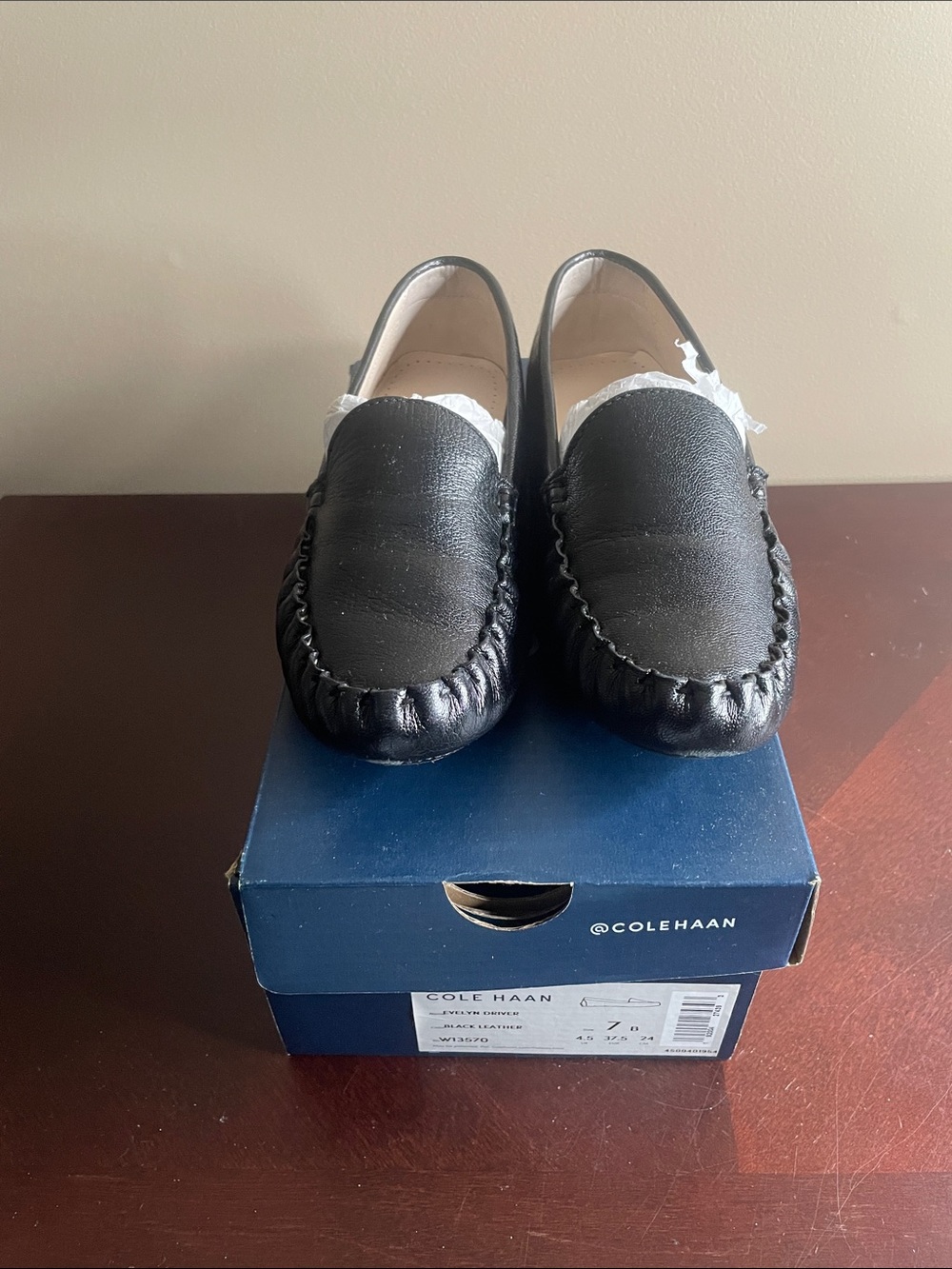 Cole Haan Black Leather Moccasin Loafers - Women's